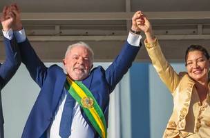 Lula e Janja durante a cerimônia de posse (Foto: Ricardo Stuckert)