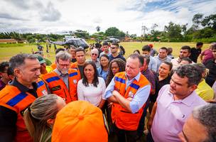 Brandão e comitiva do Governo Federal sobrevoam cidades maranhenses atingidas por enchentes (Foto: Divulgação)