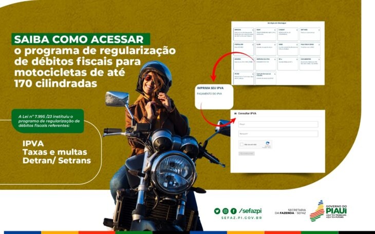 Com a sanção da lei nº 7.995/23, mais de 523 mil motos de até 170 cc foram isentas do pagamento do IPVA 2023