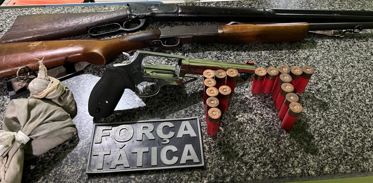 Homem é preso com armas e munições após ser denunciado por perturbação