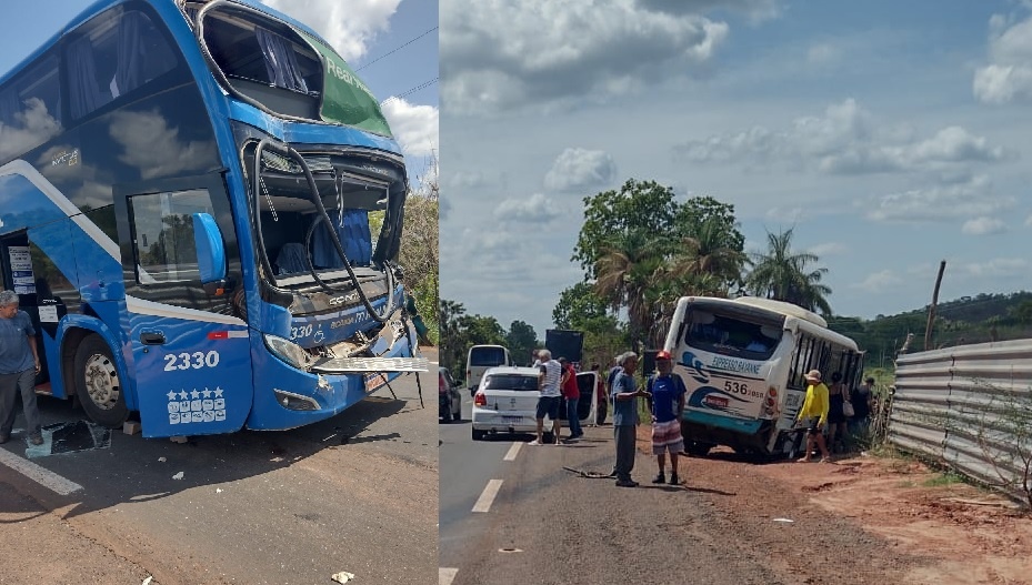 Colisão entre dois ônibus e carreta deixa um morto e vários feridos em Timon