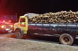PRF apreende 13,94m³ de madeira nativa transportada sem documentação ambiental (Foto: Divulgação)