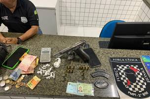 PM prende suspeito de tráfico de drogas e porte ilegal de arma em Ilha Grande (Foto: Divulgação)