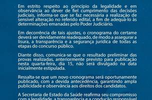 Sesapi readequa cronograma de concurso para atender decisão judicial (Foto: Divulgação)