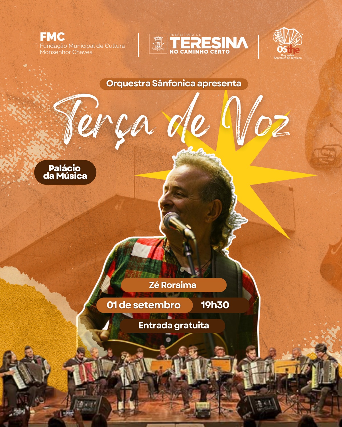 Orquestra Sanfônica de Teresina apresenta “Terça de Voz” com Zé Roraima