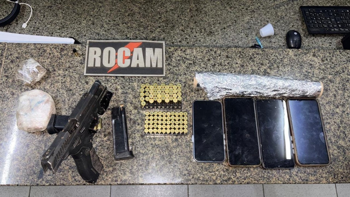 Homem é preso com pistola da PM do Maranhão e drogas no litoral do Piauí